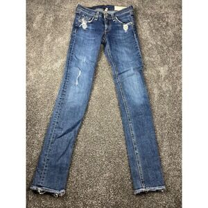 Rag &amp; Bone Ankle Skinny Jeans Womens 24x27 Distressed Blue Denim Low Rise Pa